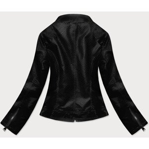 Čierna dekoratívna bunda z ekokože (G85) odcienie czerni S (36)