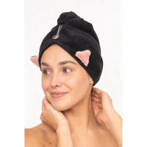 Turban na sušenie vlasov MOMO WAY Black - mačka černá Univerzální