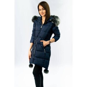 Tmavomodrá dámska zimná bunda s predĺženými bokmi (GWW6788X) odcienie niebieskiego XL (42)