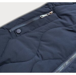 Tmavomodrá krátka zimná bunda s ozdobným prešívaním (16M9056-215) Modrá XL (42)