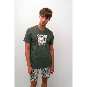 Vamp - Pohodlné dvojdielne pánske pyžamo 16671 - Vamp green jungle XL