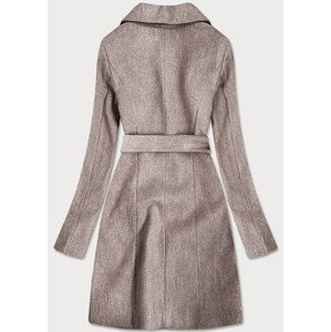 Hnedý dámsky kabát s drobným károvaným vzorom (2706) odcienie brązu XXL (44)