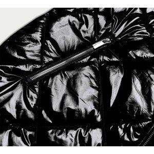Lesklá čierna vesta s kapucňou (7005BIG) odcienie czerni XXL (44)