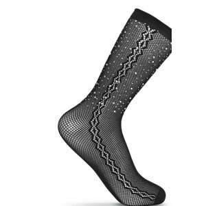 Dámske kabaretné ponožky s kryštálmi - 3 černá 36-41