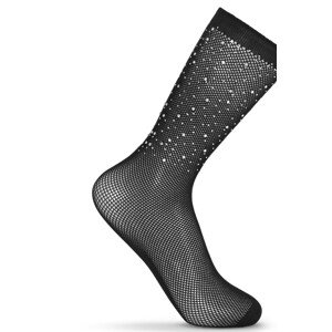 Dámske kabaretné ponožky s kryštálmi - 1 černá 36-41