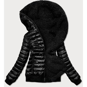 Obojstranná čierna dámska bunda "lamb" (H-989-01) odcienie czerni XL (42)