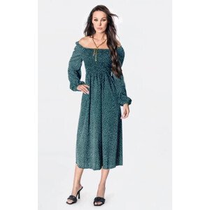 Dámske bodkované šaty s dlhými rukávmi v španielskom štýle v námornej farbe od Ann Gissy (DLY016) odcienie zieleni XL (42)
