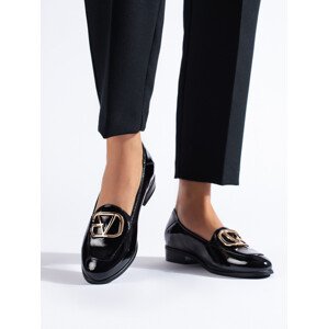 Krásne čierne dámske topánky s plochým podpätkom 36