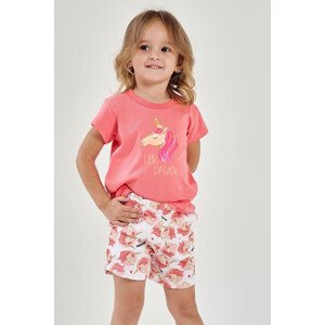 Letné dievčenské pyžamo Mila ružové s jednorožcom růžová 104