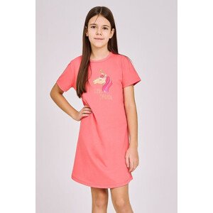 Dievčenská nočná košeľa Mila ružová s jednorožcom růžová 146