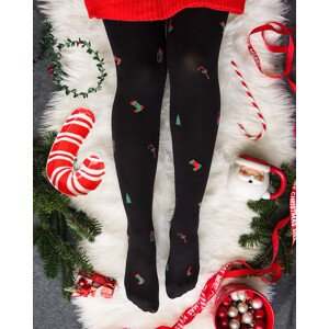 Hrubšie dámske vzorované pančuchové nohavice CHRISTMAS TIGHTS nero 4