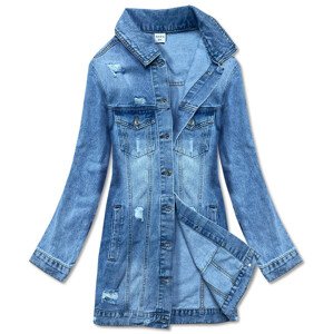 Svetlomodrá dlhá džínsová bunda (POP7021-LK) odcienie niebieskiego XL (42)