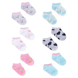Yoclub Dievčenské členkové bavlnené ponožky Vzory Farby 6-Pack SKS-0008G-AA00-003 Multicolour 23-26