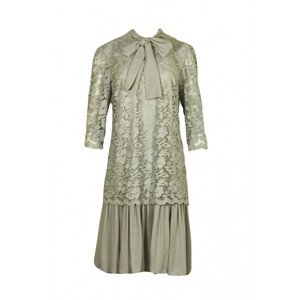 Dámske krajkované šaty s viazačkou a volánom - 0220M18 Glam 42 šedá