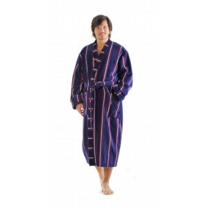 OXFORD prúžok - pánske bavlnené kimono - Vestis M dlhý župan kimono modrý prúžok 5003