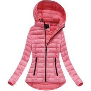 Ružová dámska bunda s kapucňou (7210BIG) Růžová 50