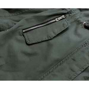 Bavlnená bunda parka v khaki farbe s kapucňou (W158) khaki XS (34)