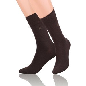 Hladké pánske ponožky s jemným vzorom 056 BRĄZOWY 39-41