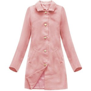 Jednoduchý ružový kabát s gombíkmi (22241) różowy L (40)