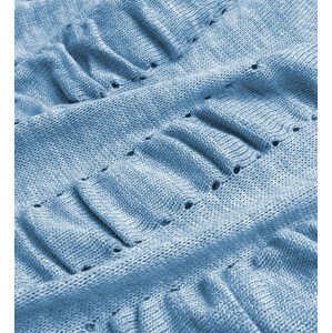 Modrý dámsky sveter s naberaním (181ART) niebieski ONE SIZE