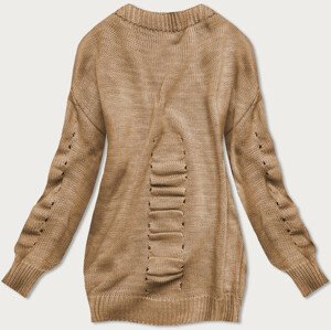 Karamelový dámsky sveter s naberaním (182ART) brązowy ONE SIZE