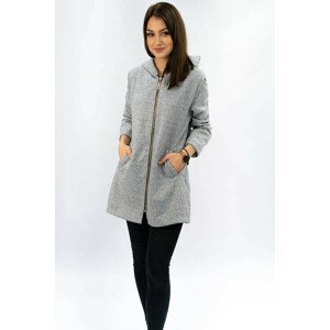 Svetlo šedý minimalistický kabát s kapucňou (199ART) šedá ONE SIZE