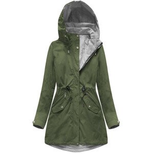 Obojstrannou bunda v khaki-šedej farbe s kapucňou (W0229) khaki XXL (44)