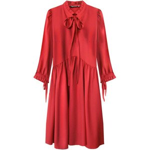Červené dámske šaty s volánikovým stojačikom (208ART) Červená S (36)