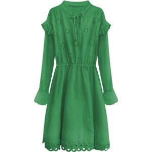 Zelené bavlnené dámske šaty s výšivkou (303ART) zielony ONE SIZE