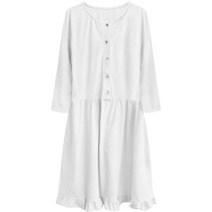 Biele bavlnené dámske oversize šaty (305ART) biały ONE SIZE