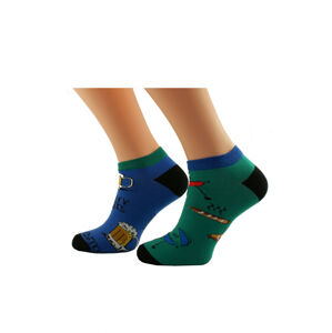 Pánske nepárové členkové ponožky Bratex Popsox 4479 fialová a modrá 44-46