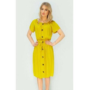 Žlté dámske midi šaty s gombíkmi (398ART) żółty ONE SIZE