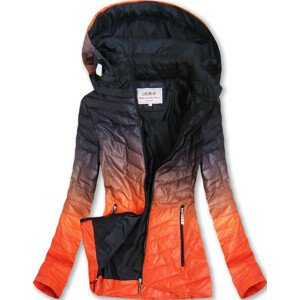 Čierno-oranžová ombre bunda s kapucňou (W615) oranžový S (36)