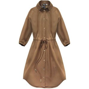 Karamelové dámske šaty s vreckami (133ART) brązowy XS (34)