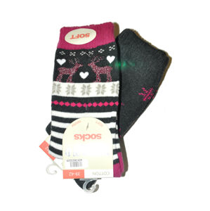 Dámske ponožky WIK Thermo Socks Cotton 38232 A'2 grafitowy-kremowy 39-42