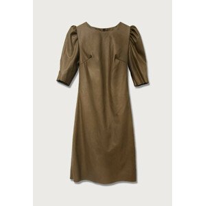Hnedé dámske šaty z eko kože (480ART) brązowy S (36)
