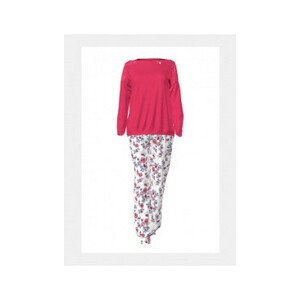 Elegantné dámske pyžamo s kvetinovým vzorom 11918 - Vamp červená s kvetmi S