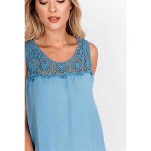 Dámske šaty s plastickou výšivkou 90858 - New Collection modrá UNI