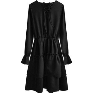 Čierne dámske šaty so zaväzovaním vo výstrihu (511ART) černá ONE SIZE