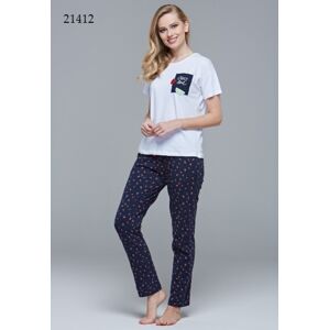 Dámske pyžamo (krátke rukávy / dlhé nohavice) 21412 biela 36