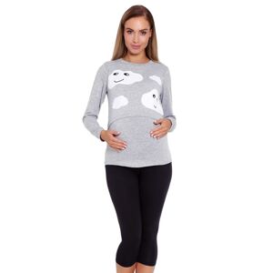 Dojčiace a tehotenské pyžamo Melany šedej s obláčiky šedá XXL