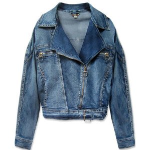 Svetlo modrá krátka dámska džínsová oversize bunda (055-1) modrá S (36)