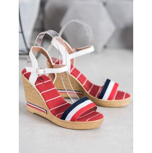 Dizajnové dámske viacfarebné sandále na kline 39