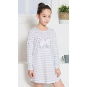 Detská nočná košeľa s dlhým rukávom Mačiatka svetlo šedá 5 - 6