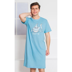Pánska nočná košeľa s krátkym rukávom Žralok svetlo šedá L