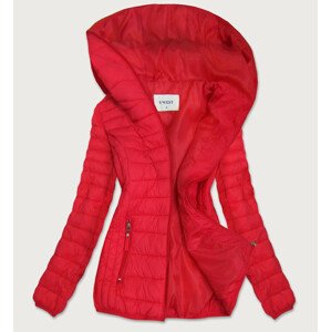 Červená prešívaná dámska bunda s kapucňou (B0101) czerwony S (36)