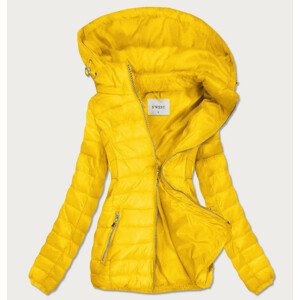 Žltá dámska prešívaná bunda s odopínacou kapucňou (B0106) żółty S (36)