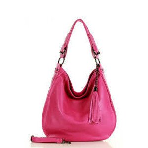 Dámska prírodné kožená taška model 146597 - Mazzini UNI tmavo ružová