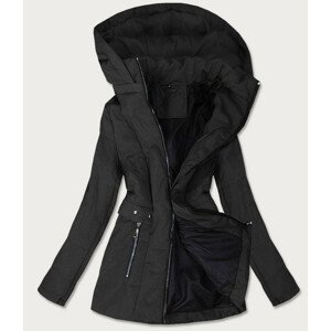 Čierna prešívaná dámska bunda s kapucňou (B9535) černá 52