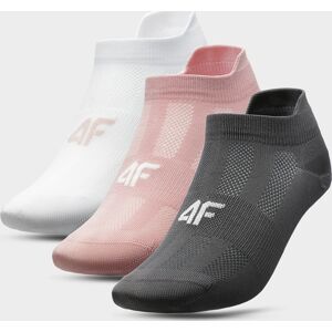 Dámske ponožky 4F SOD213 Bílé_růžové_šedé (3páry) biela 35-38